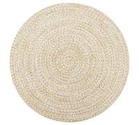 vidaXL Tapis Fait à la Main Jute Moquette Carpette Plancher Coussin de Sol Salon Chambre à Coucher Intérieur Salle de Séjour Maison Blanc et Naturel 120 cm
