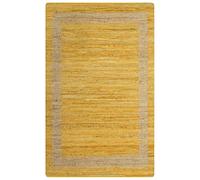 vidaXL Tapis Fait à la Main Jute Moquette Carpette Plancher Coussin de Sol Salon Chambre à Coucher Intérieur Salle de Séjour Maison Jaune 80x160 cm