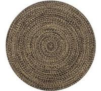 vidaXL Tapis Fait à la Main Jute Moquette Carpette Plancher Coussin de Sol Salon Chambre à Coucher Intérieur Salle de Séjour Maison Noir et Naturel 90 cm Noir G