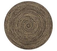 vidaXL Tapis Fait à la Main Jute Moquette Carpette Plancher Coussin de Sol Salon Chambre à Coucher Intérieur Salle de Séjour Maison Noir et Naturel 120 cm