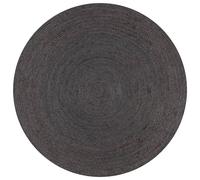 Tapis fait à la main Jute Rond 90 cm Gris foncé gris fonc