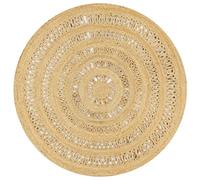 vidaXL Tapis Fait à la Main Jute Tressée Moquette Carpette Plancher Coussin de Sol Salon Chambre à Coucher Intérieur Salle de Séjour Maison 150 cm