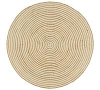 vidaXL Tapis Fait à la Main Moquette Carpette Plancher Coussin de Sol Salon Chambre à Coucher Intérieur Maison Jute avec Design de Spirale Blanc 120 cm