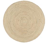 vidaXL Tapis fait à la main Jute avec design de spirale Blanc 90 cm 133716