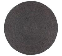 vidaXL Tapis Fait à la Main Tapis de Sol Carpette de Salle de Séjour Tapis de Zone Moquette de Salon Entrée Intérieur Jute Rond 240 cm Gris Foncé