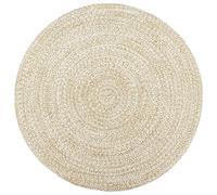 vidaXL Tapis Fait à la Main Tapis de Sol Carpette de Salle de Séjour Tapis de Zone Moquette de Salon Entrée Intérieur Jute Blanc et Marron 180 cm