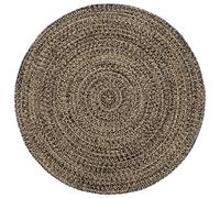 vidaXL Tapis Fait à la Main Tapis de Sol Carpette de Salle de Séjour Tapis de Zone Moquette de Salon Entrée Intérieur Jute Noir et Marron 210 cm
