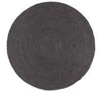 vidaXL Tapis Fait à la Main Tapis de Sol Carpette de Salle de Séjour Tapis de Zone Moquette de Salon Entrée Intérieur Jute Rond 210 cm Gris Foncé