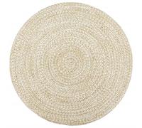 vidaXL Tapis Fait à la Main Tapis de Sol Carpette de Salle de Séjour Tapis de Zone Moquette de Salon Entrée Intérieur Jute Blanc et Marron 240 cm