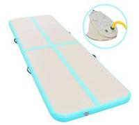 Tapis gonflable de gymnastique avec pompe 600x100x10cm PVC Vert