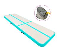 Tapis gonflable de gymnastique avec pompe 800x100x15cm PVC Vert Noir G