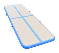 vidaXL Tapis Gonflable de Gymnastique avec Pompe Tapis d'Exercice Fitness Maison Yoga Parc École Club Sportif Extérieur 800x100x10 cm PVC Bleu