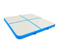 vidaXL Tapis Gonflable de Gymnastique avec Pompe Tapis d'exercice Tapis de Yoga Kickboxing Parc Lutte Ecole Club Sportif 200x200x10 cm PVC Bleu