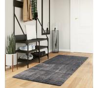 vidaXL Tapis à Poils Courts Doux et Lavable, Moquette de Sol, Tapis de Zone, Carpette de Salon Salle de Séjour, Moderne, Anthracite 80x200 cm