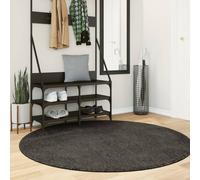 Vidaxl Tapis Istan À Poils Longs Aspect Brillant Anthracite Ø 160 Cm