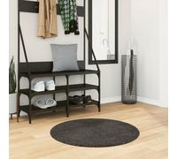 Vidaxl Tapis Istan À Poils Longs Aspect Brillant Anthracite Ø 80 Cm