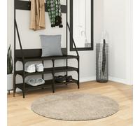Vidaxl Tapis Istan À Poils Longs Aspect Brillant Beige Ø 100 Cm