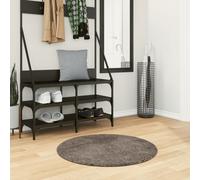 Vidaxl Tapis Istan À Poils Longs Aspect Brillant Gris Ø 80 Cm