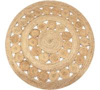 vidaXL Tapis Jute design tressé 120 cm Rond