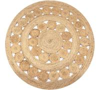 vidaXL Tapis Jute Design Tressé 120 cm Rond Moquette Carpette à la Main Décor