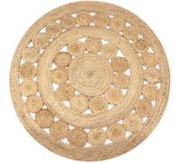 vidaXL Tapis Jute design tressé 150 cm rond