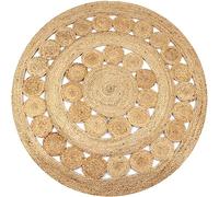 vidaXL Tapis Jute design tressé 150 cm rond