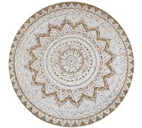 vidaXL Tapis Jute Tressé Imprimé 90 cm Rond Moquette Carpette à la Main Décor