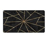 vidaXL Tapis Lavable Antidérapant, Moquette de Sol, Carpette de Chambre à Coucher Salon Salle de Séjour, Moderne, Noir et Doré 80x150 cm