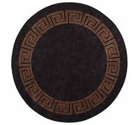 vidaXL Tapis Lavable Antidérapant Moquette de Sol Paillasson Tapis de Sol Salle de Séjour Maison Intérieur Antibactérien φ120 cm Noir et Doré