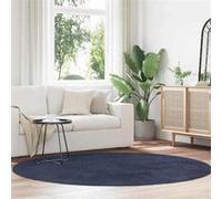 vidaXL Tapis Shaggy à Poils Longs Bleu Marine 200x200 cm Polyester, Tapis, Tapis de Chambre, Tapis Moderne, Tapis de Salon, Tapis Moelleux, Tapis Rond