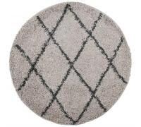 vidaXL Tapis Shaggy Moderne à poils longs Beige et Anthracite Ø 100 cm