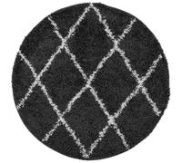 vidaXL Tapis Shaggy à Poils Longs, Moquette de Sol, Tapis de Zone, Carpette de Salon Salle de Séjour Chambre, Moderne, Noir et Crème Ø 280 cm