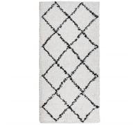 vidaXL Tapis Shaggy à Poils Longs, Moquette de Sol, Tapis de Zone, Carpette de Salon Salle de Séjour Chambre, Moderne, Crème et Noir 100x200 cm