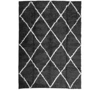 Vidaxl Tapis Shaggy À Poils Longs Moderne Noir Et Crème 240x340 Cm