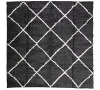 vidaXL Tapis Shaggy à Poils Longs, Moquette de Sol, Tapis de Zone, Carpette de Salon Salle de Séjour, Moderne, Noir et Crème 120x120 cm