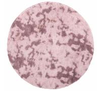 vidaXL Tapis Shaggy à poils longs Rose poudré 240x240 cm Polyester Rond