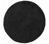 vidaXL Tapis Shaggy à poils longs Noir 100x100 cm Polyester – Rond