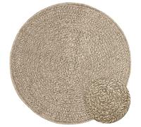 Vidaxl Tapis Zizur Beige Ø 90 Cm Aspect De Jute Intérieur Et Extérieur
