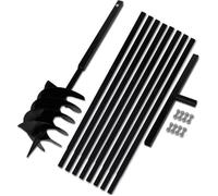 Tarière de sol avec manche 200 mm et tube d'extension 9 m Acier