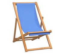 vidaXL Teck Chaise de Terrasse Chaise de Camping Siège de Jardin Meuble de Patio Siège de Balcon Plage Terrasse Extérieur 56x105x96 cm Bleu