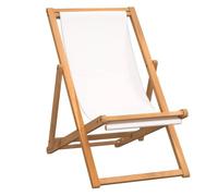 vidaXL Teck Chaise de Terrasse Chaise de Camping Siège de Jardin Meuble de Patio Siège de Balcon Plage Terrasse Extérieur 56x105x96 cm Crème