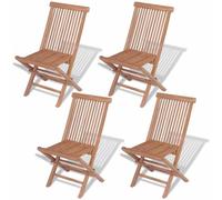 vidaXL Teck Massif 4X Chaise Pliante d'Extérieur Ensemble Chaise de Jardin