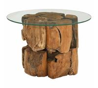 vidaXL Teck Massif Flottant Table Basse Table d'Appoint Canapé Salon Maison Intérieur
