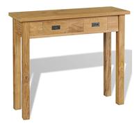 vidaXL Teck Massif Table Console Table d'Entrée Table de Couloir avec 2 Tiroirs Salon Salle de Séjour Maison Intérieur 90x30x80 cm