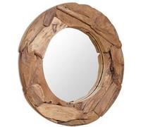 vidaXL Miroir décoratif Teck 80 cm Rond