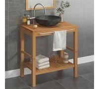 vidaXL Teck Solide Armoire de Toilette avec Lavabo Marbre Vasque à Poser de Toilette Lave-mains Meuble de Salle de Bain Intérieur Maison Noir Noir
