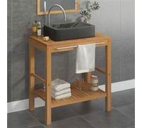 vidaXL Teck Solide Armoire de Toilette avec Lavabo Marbre Vasque à Poser de Toilette Lave-mains Meuble de Salle de Bain Maison Intérieur Noir Noir