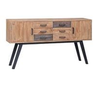 vidaXL Teck Solide Armoire Latérale Buffet Armoire de Rangement avec 6 Tiroirs et 2 Portes Salon Chambre à Coucher Intérieur 110x30x75 cm Brun G