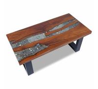 vidaXL Table basse Teck Résine 100 x 50 cm Multicolore G