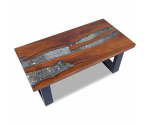 vidaXL Teck Table Basse Résine Table d'Appoint Table Auxiliaire Intérieur